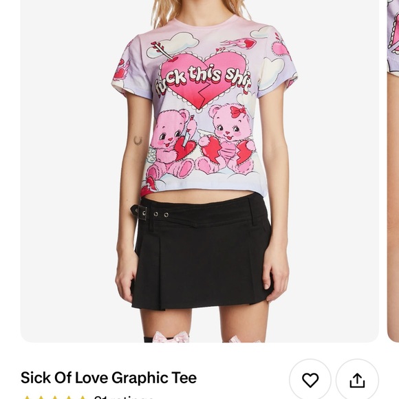 ❤️ Sugar Thrillz F This Valentines Day Pink Teddy Heartbreak Dolls Kill Baby Tee - Picture 12 of 12